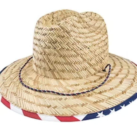 New USA Flag Straw Hat Red White & Blue - Picture 2 of 3